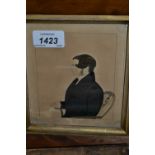 19th Century rosewood framed watercolour portrait of a seated gentleman,