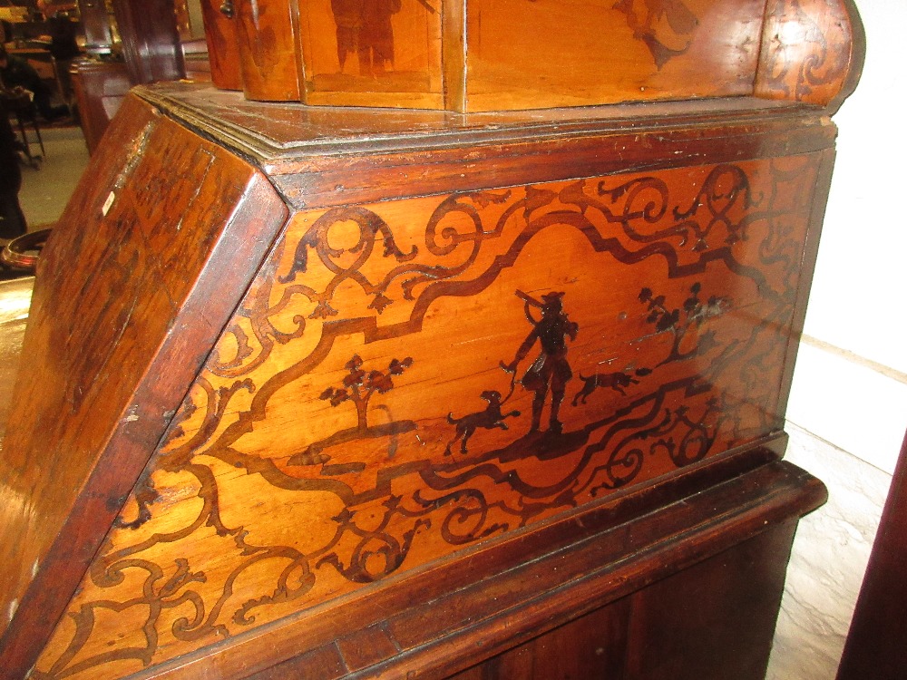 18th Century South German / North Italian walnut and marquetry bureau cabinet, - Image 6 of 15