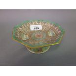 20th Century Chinese Canton famille rose octagonal pedestal dish, red seal mark to base,