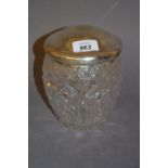 19th Century Continental silver and cut glass bonbon jar and cover