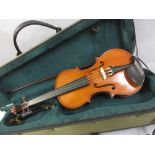 French Mirecourt violin after Maggini with bow and case CONDITION REPORT No label