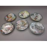Set of six porcelain wall plates decorated with Chinese figures,