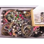 Chanel shoe box containing a quantity of various costume jewellery