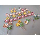 Quantity of sterling silver enamel decorated bracelets, brooches and ear clips,