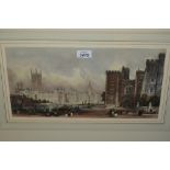 Modern framed 19th Century coloured engraving, the Palace of Westminster,