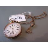 Continental 14ct gold cased crown wind fob watch,