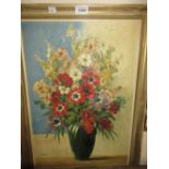 Walter Taylor, oil on board, still life vase of flowers, signed, 21ins x 14ins,