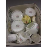 Susie Cooper floral decorated porcelain part tea service together with a Carlton Ware preserve pot