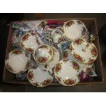 Royal Albert Old Country Rose pattern teaset / dinner set comprising: six dinner plates,