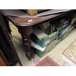Victorian mahogany rectangular pull-out extending dining table,