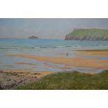Frederick Chaplin Smith, oil on canvas, West Country beach scene with figures, signed,
