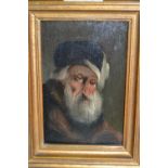 19th / early 20th Century oil on panel, portrait of an elderly bearded man, 5.5ins x 3.