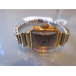 Ladies 18ct gold cased wristwatch by Relide on a plated bracelet strap