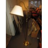Reproduction brass lamp standard and a black Japanned metal storage box