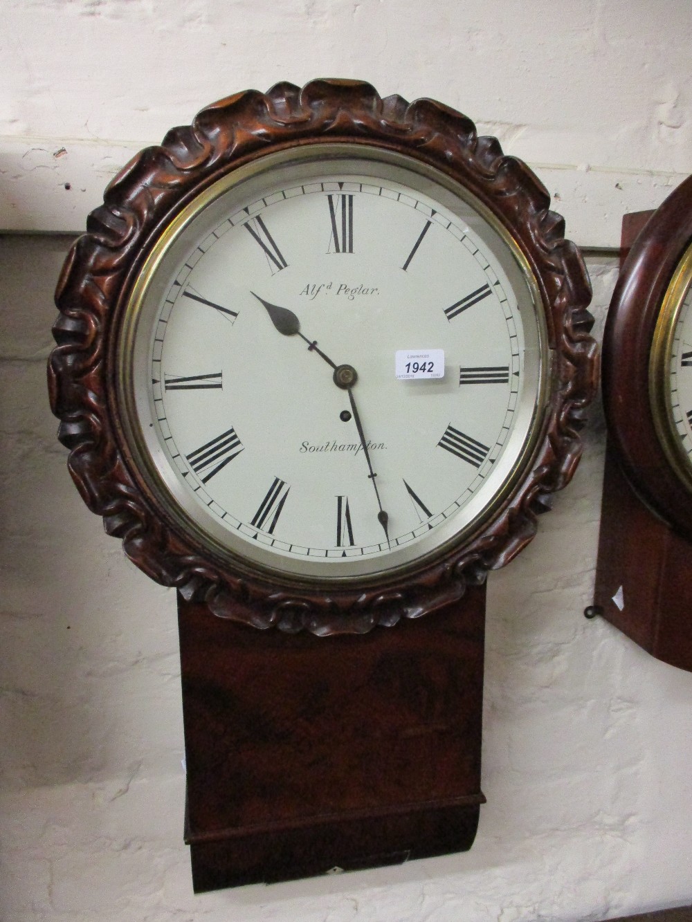 William IV mahogany drop-dial wall clock,