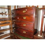 George III mahogany bow fronted chest of two short and three long graduated drawers with oval brass