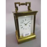 Good quality gilt brass carriage clock, the enamel dial with Roman numerals inscribed Mathew Norman,