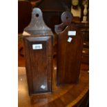 Two 19th Century candle boxes in oak and mahogany