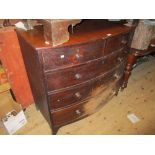 19th Century mahogany bow front chest of two short and three long drawers