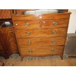 19th Century mahogany crossbanded and line inlaid straight front chest of two short and three long
