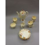 Royal Cauldon 1930's floral decorated pottery coffee service (coffee pot handle at fault)