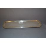 Continental silver dressing table tray of elongated rectangular design