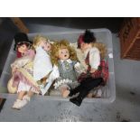 Box containing a large quantity of various 20th Century porcelain and plastic dolls