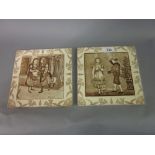 Pair of Wedgwood and Sons Etruria months of the year tiles for December and January,
