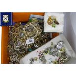 Box containing a quantity of various costume jewellery, necklaces, bracelets, bangles,