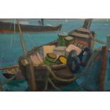 Oil on canvas, study of Continental boats, signed ' Fin ' ?, inscribed verso, ' Cannes ', 9ins x 12.