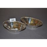 Pair of Mappin & Webb Sheffield silver oval pierced bonbon dishes