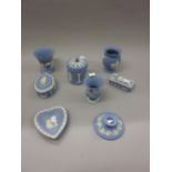 Eight items of Wedgwood blue Jasperware