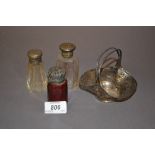 Victorian silver mounted cranberry glass perfume bottle,