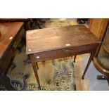 Small 18th Century oak side table with single drawer on tapering supports with pad feet