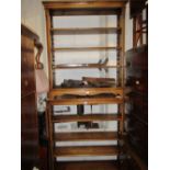Pair of good quality reproduction oak four shelf open bookcases by Trevor Lawrence of Oxted