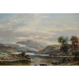 Andrew Lennox, oil on canvas, Highland landscape with cattle to the foreground, 15ins x 20ins,