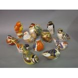 Collection of twelve various Royal Crown Derby paperweights in the form of birds