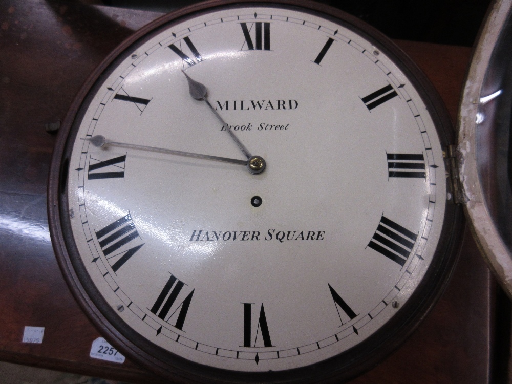 George III mahogany circular dial clock, the painted convex dial signed Milward, Brook Street, - Image 2 of 11