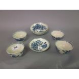 Group of four various First Period Worcester tea bowls with associated saucers CONDITION