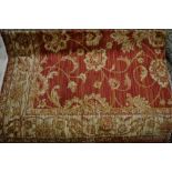 Red ground Ziegler design machine rug, 1.9m x 1.