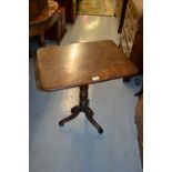 Victorian rectangular mahogany pedestal table on turned centre column and tripod support