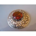Large Scottish silver plated plaid brooch