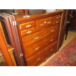 Large late 19th Century walnut chest of five short and three long graduated drawers with original