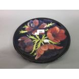Modern Moorcroft Hibiscus pattern 10in charger