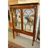 Edwardian mahogany display cabinet, the moulded cornice above two astragal glazed doors,