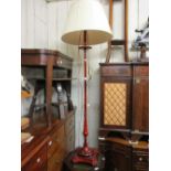 Faux marble painted lamp standard with pleated shade,
