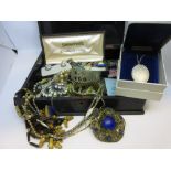 Box containing a small quantity of various costume jewellery
