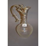 Glass claret jug with silver plated mounts
