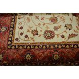 Beige ground Kashan design machine carpet, 2.