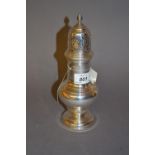 Silver sugar caster with open work cover, Birmingham,